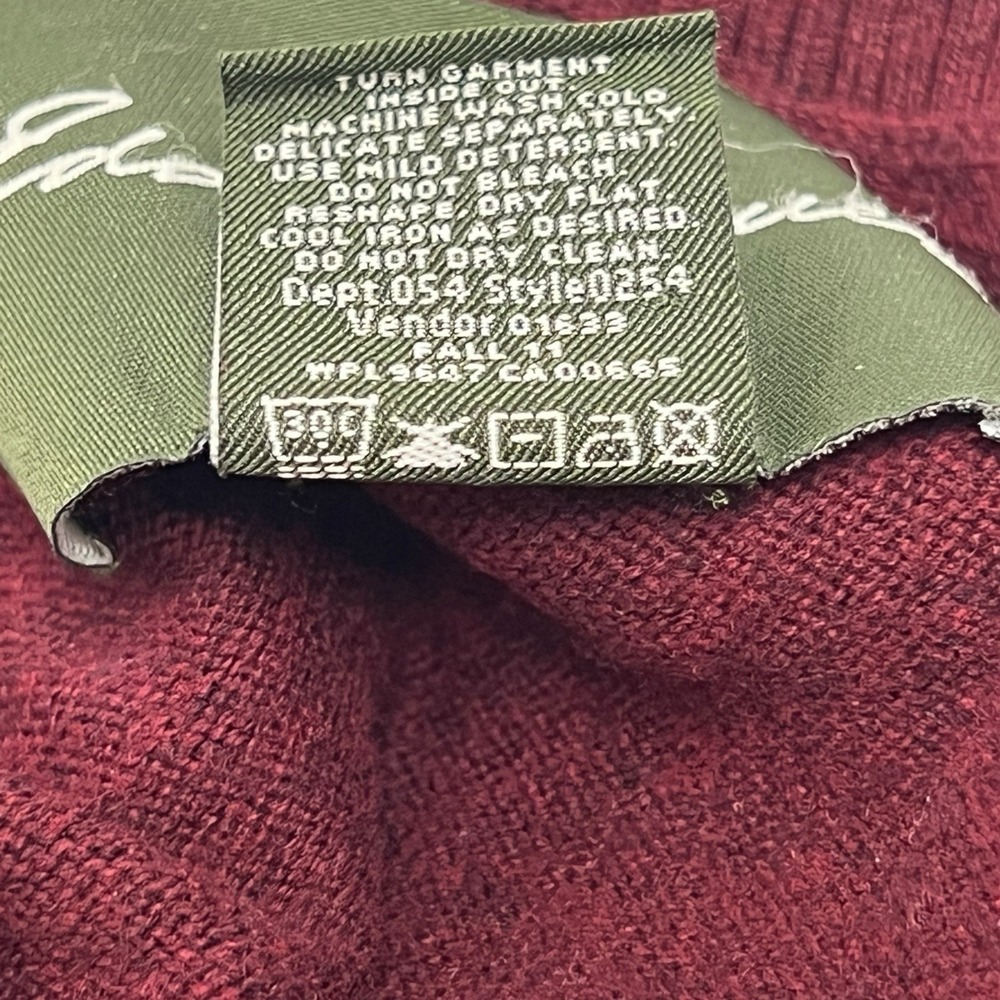 Eddie Bauer Sweater Y2K VTG Men's 2XL Burgundy V Neck Cotton Cashmere Pullover - Picture 4 of 4